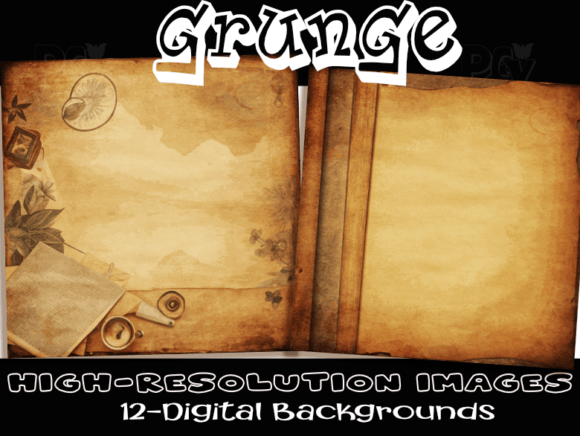 12 Vintage Grunge Prints: Junk Journals & Digital Art