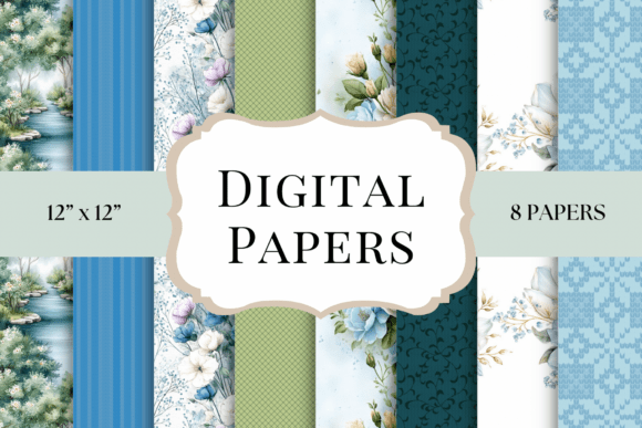 Blue Botanical Digital Papers: A Versatile Foundation for Creative Projects