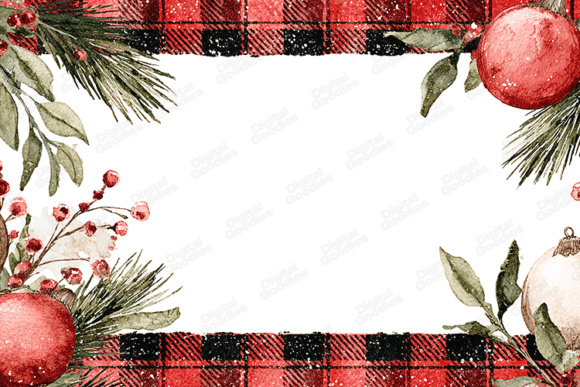Buffalo Plaid Christmas Floral Frame: Rustic Holiday Design