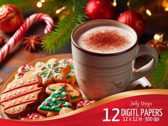 Christmas Cookies with Hot Cocoa Paper: A Festive Design Asset