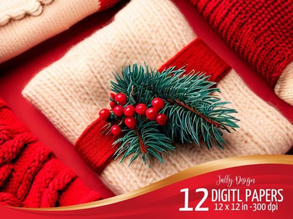Christmas Knitted Blanket Digital Paper: Cozy Texture for Your Designs