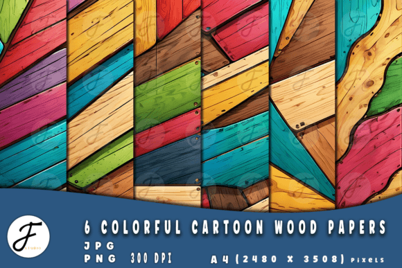 Colorful Cartoon Wood Papers: A Playful Design Asset