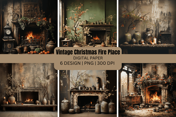 Cozy Holiday Vibes: Using a Vintage Christmas Fire Place Background