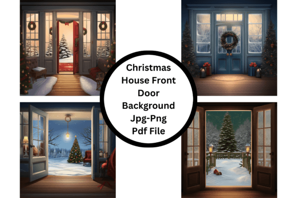 Enchanting Christmas House Front Door Background for Designers