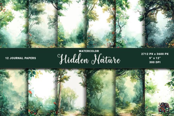 Hidden Nature Woods Junk Journal Pages: Earthy Digital Papers