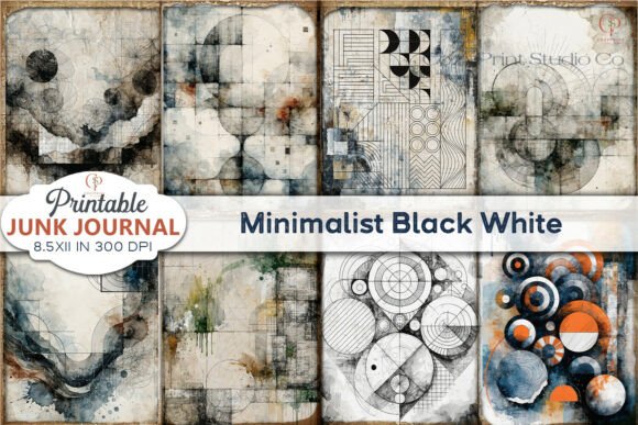 Minimalist Black White Junk Journal Page: Clean Design for Creative Chaos