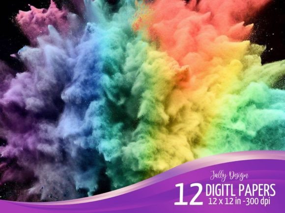 Unleash Creative Chaos with Rainbow Chalk Explosion Digital Paper