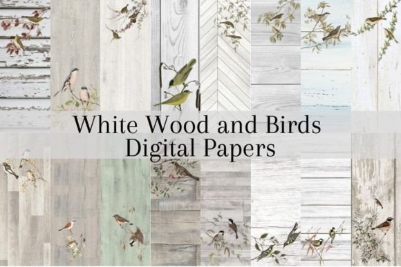 White Wood and Birds Digital Paper: A Vintage Designer's Toolkit